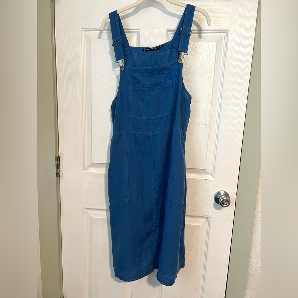 Gudrun Sjoden Blue Linen Overall Dress size Medium